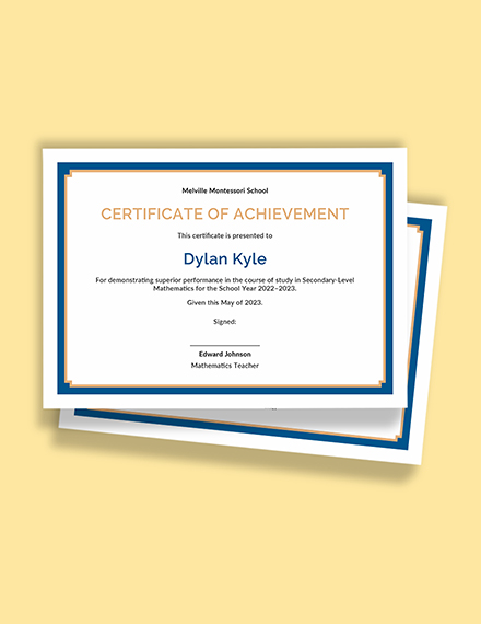 Student Achievement Certificate Template - Google Docs, Illustrator, Word, Apple Pages, PSD, Publisher