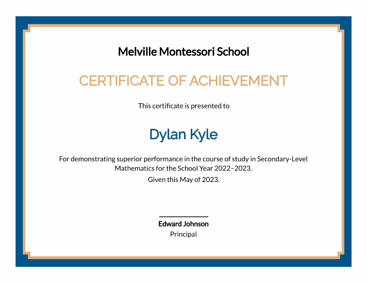 Student Achievement Certificate Template