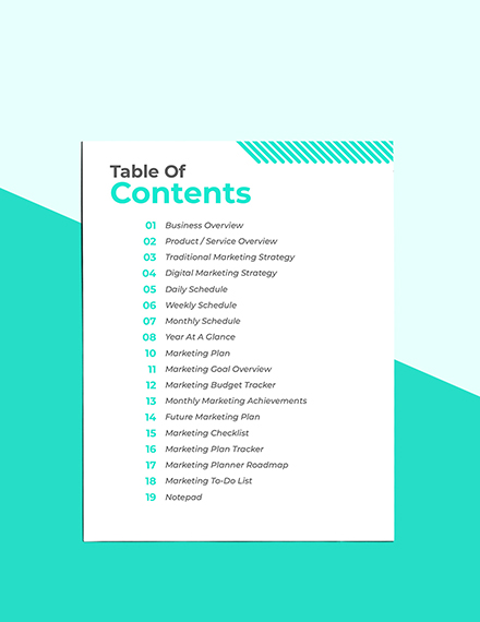 Printable Marketing Planner Template - Word, Apple Pages 