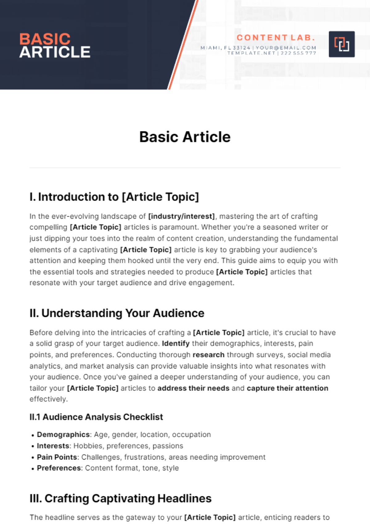 Basic Article Template