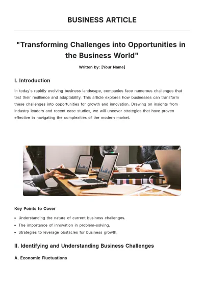 Free Business Article Template to Edit Online