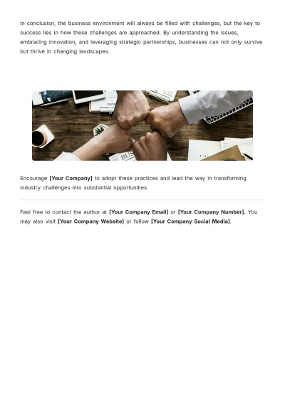 Free Business Article Template to Edit Online