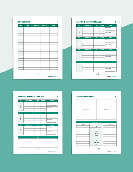 Printable Fitness Planner Template - Word | Apple Pages