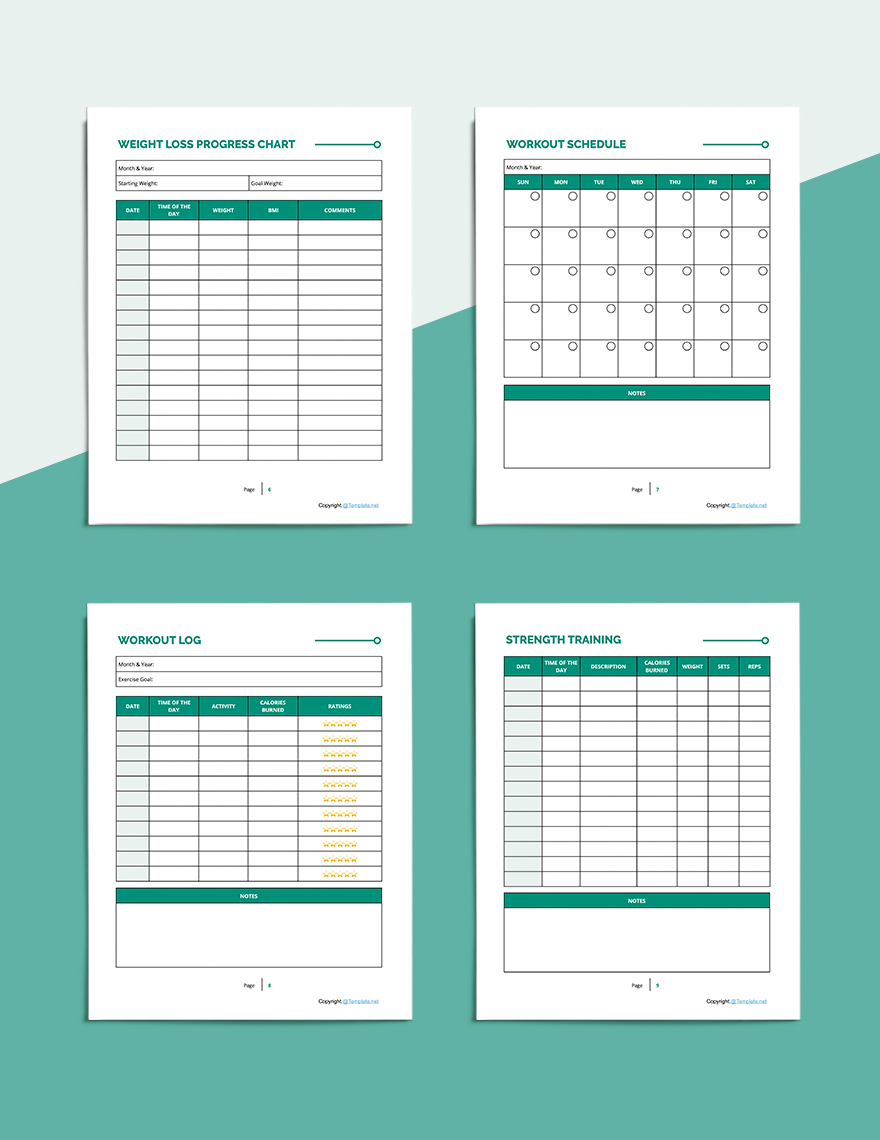 Printable Fitness Planner Template