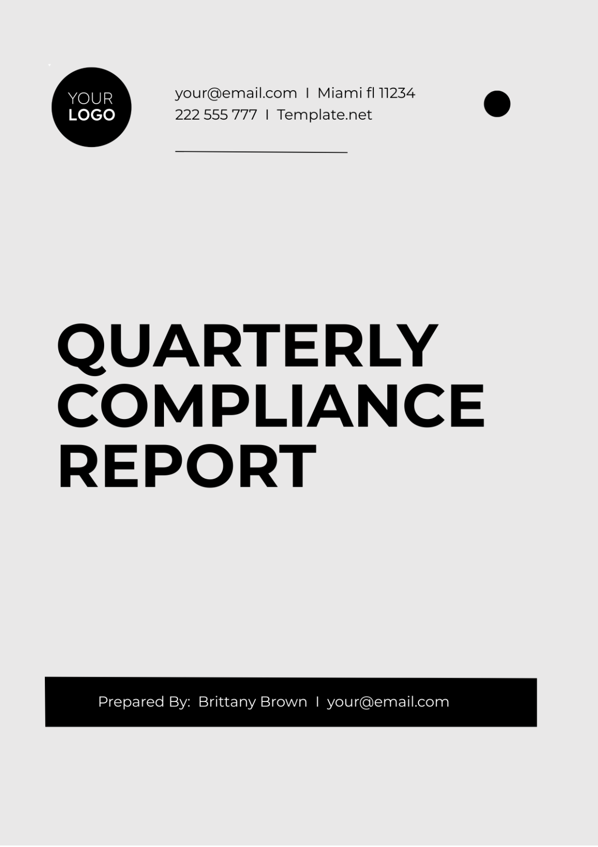 Quarterly Compliance Report Template