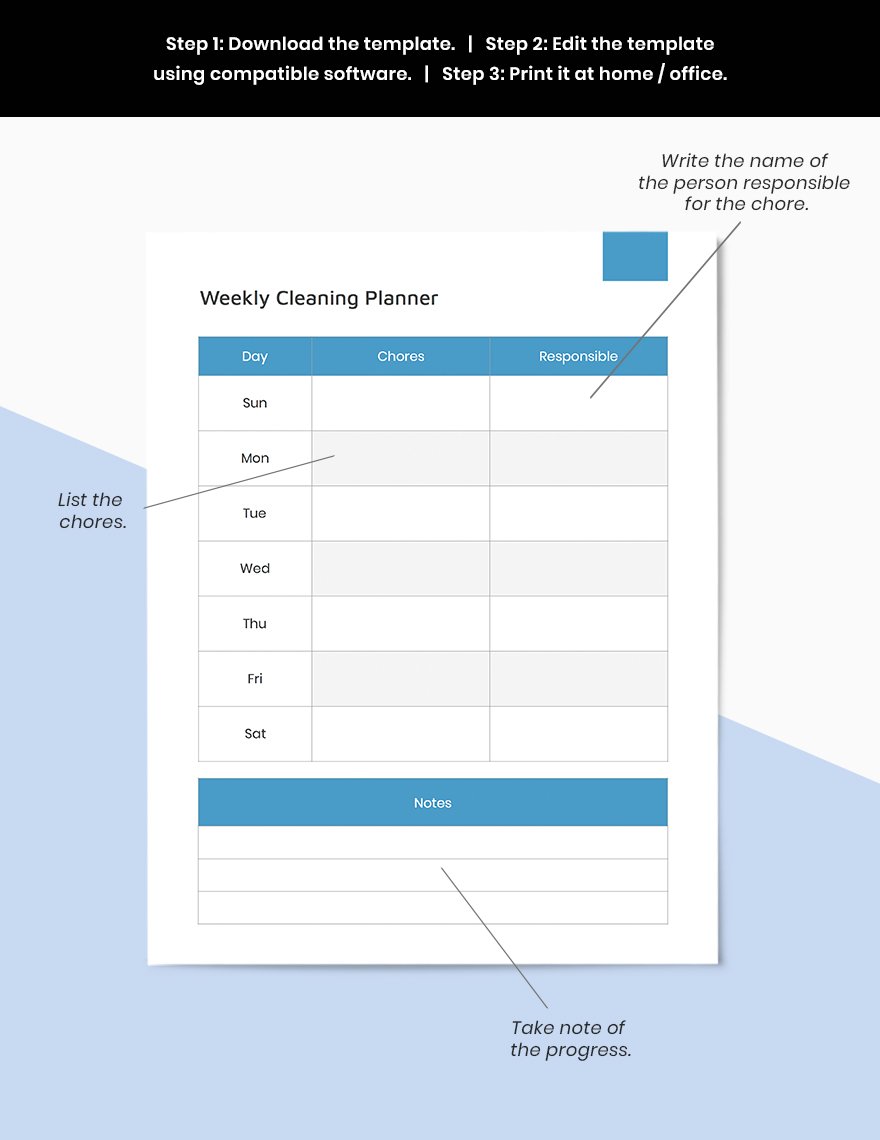 Cleaning Schedule Planner Template