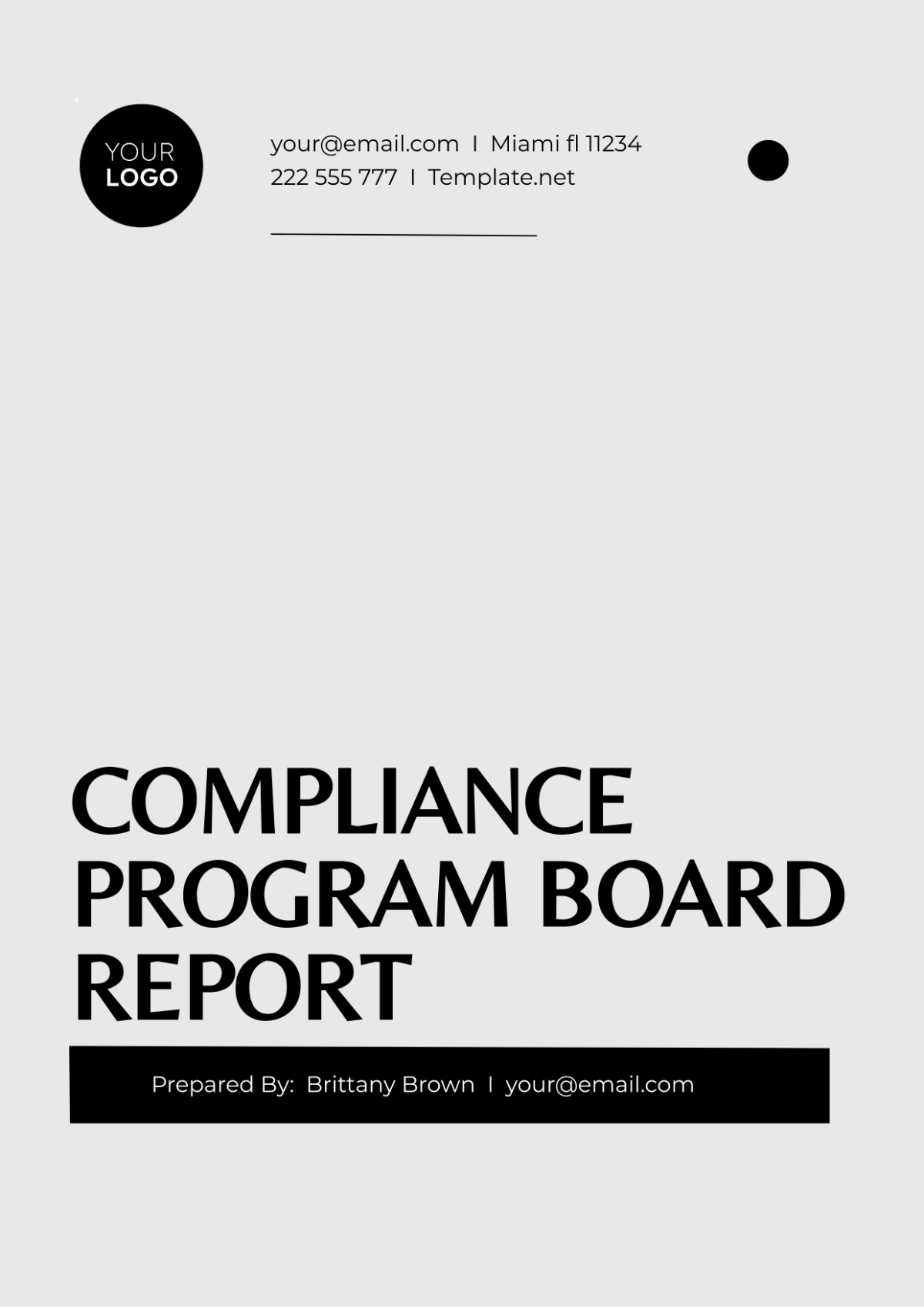 Compliance Program Board Report Template