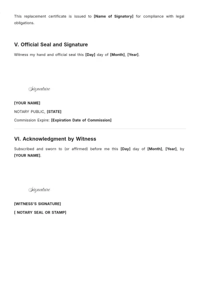 Free Replacement Notary Certificate Template to Edit Online