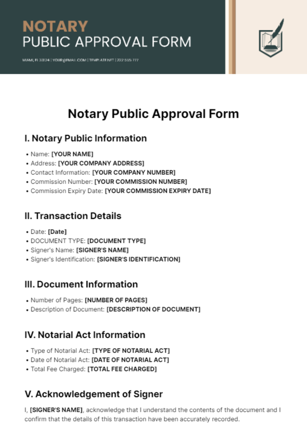 Notary Public Approval Form Template