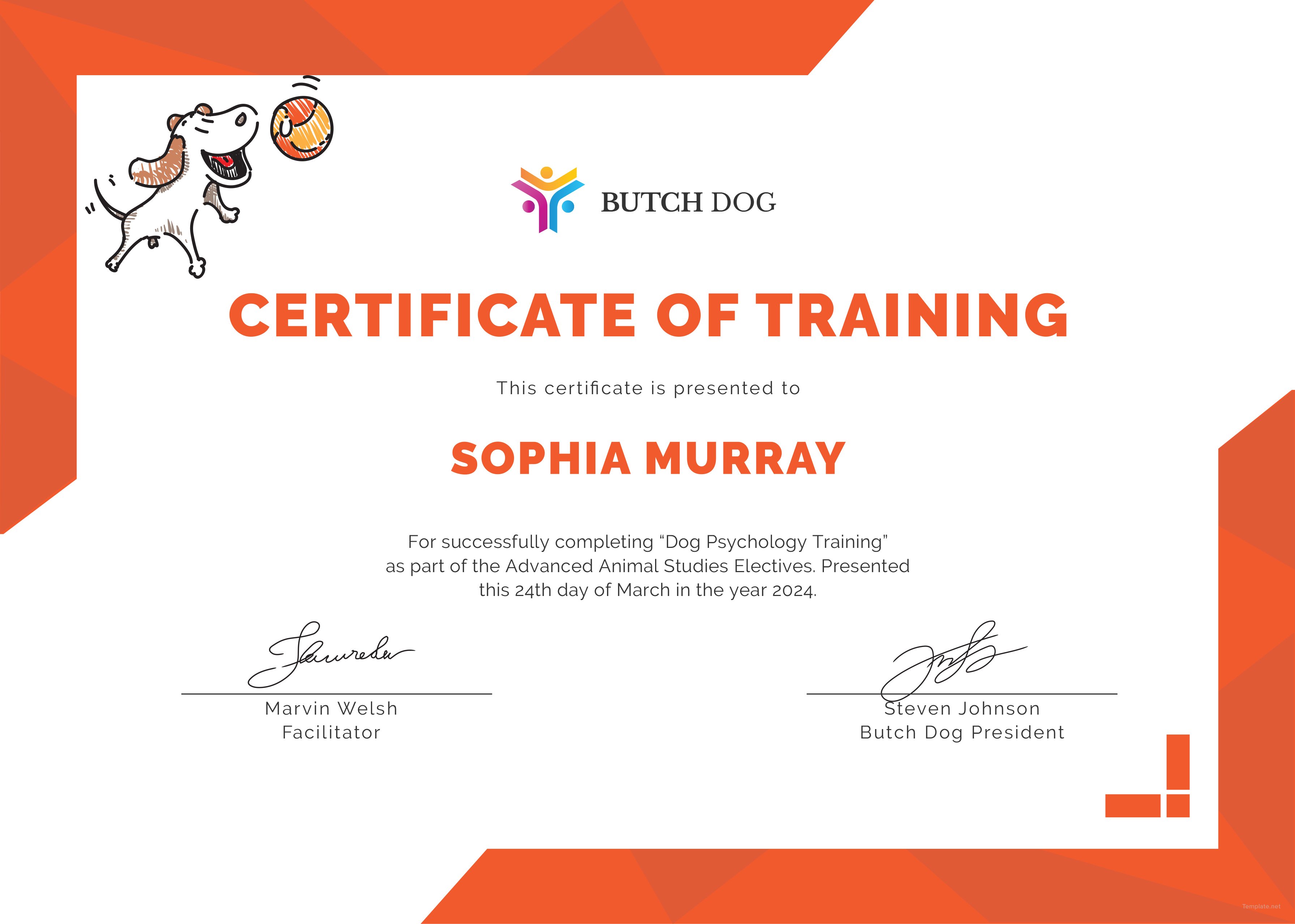 Free Dog Training Certificate Template in Microsoft Word, Microsoft
