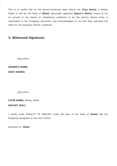Free Short Form Notary Certificate Template to Edit Online