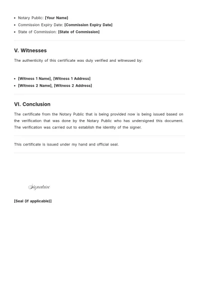 Free Notary Public Certificate Template to Edit Online