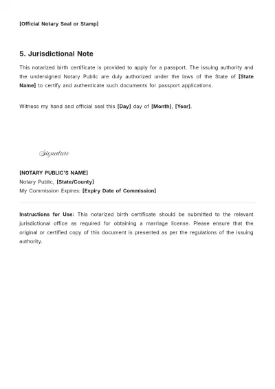 Free Notary For Birth Certificate Template to Edit Online