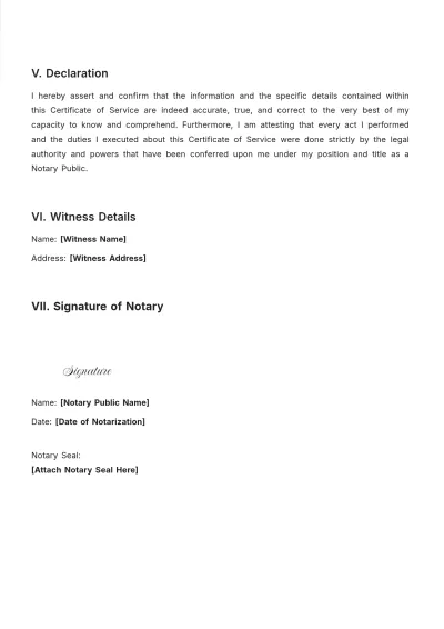 Free Notary Certificate Of Service Template to Edit Online