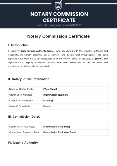 Free Notary Commission Certificate Template to Edit Online