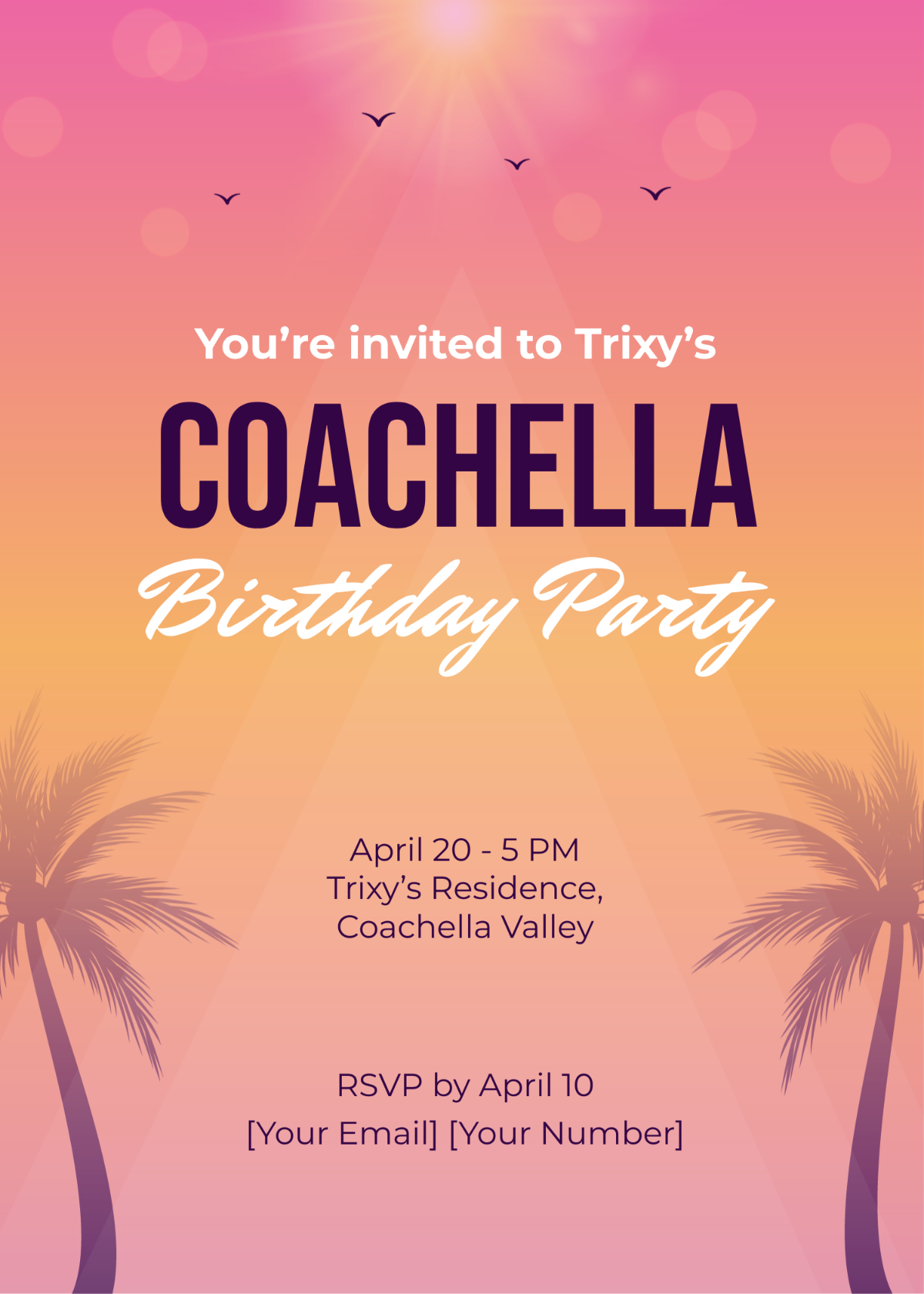 Coachella Birthday Invitation Template