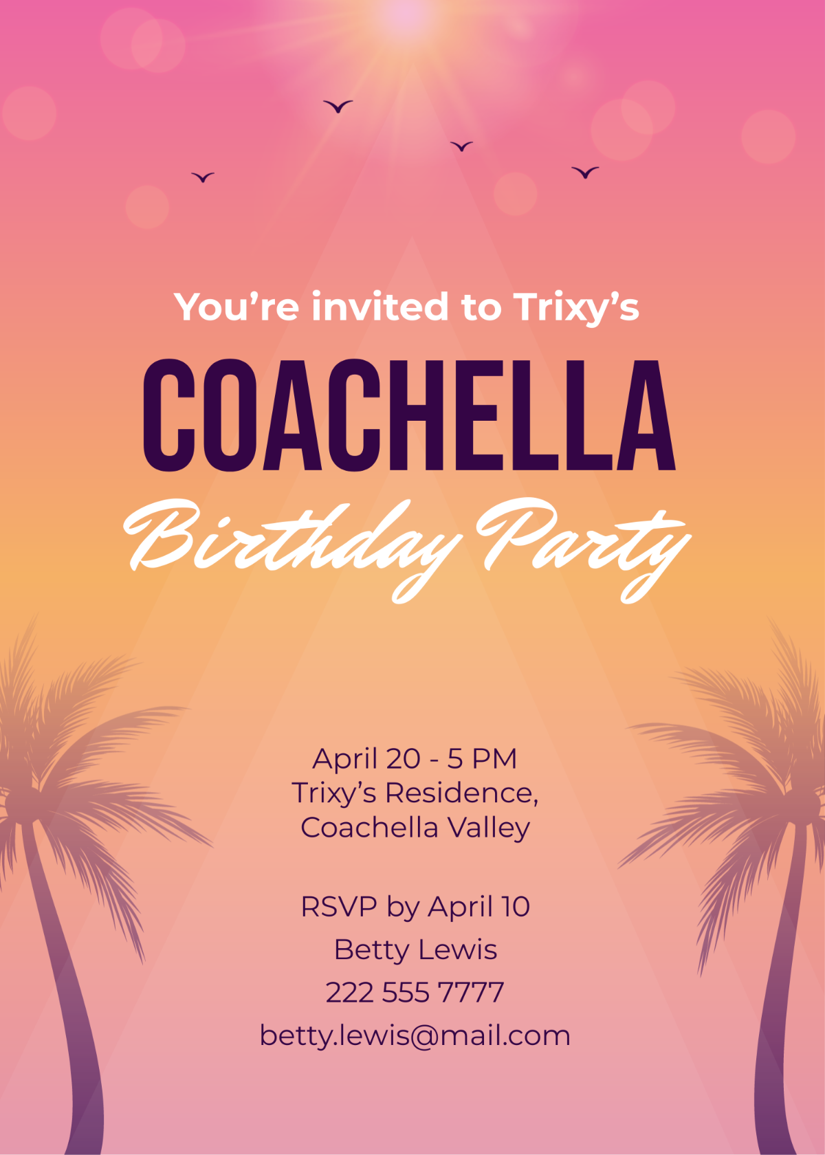 Coachella Birthday Invitation Template - Edit Online & Download