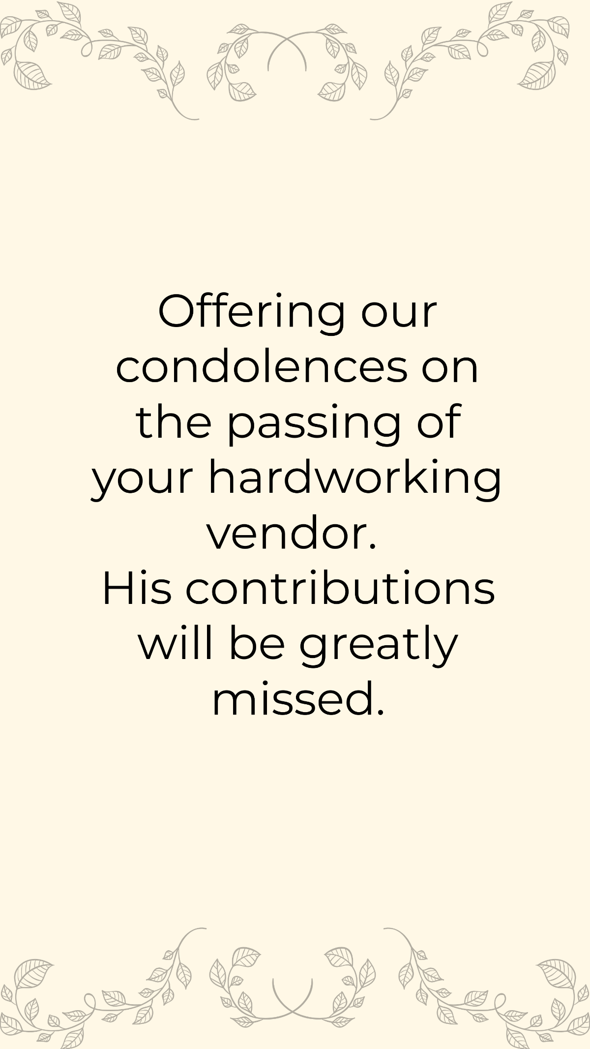 Condolence Message For Vendor
