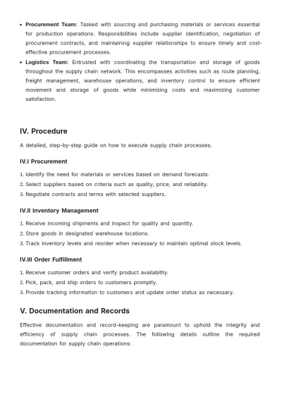 Free Supply Chain SOP Template to Edit Online