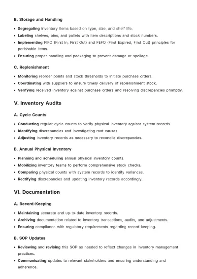 Free Inventory Control SOP Template to Edit Online