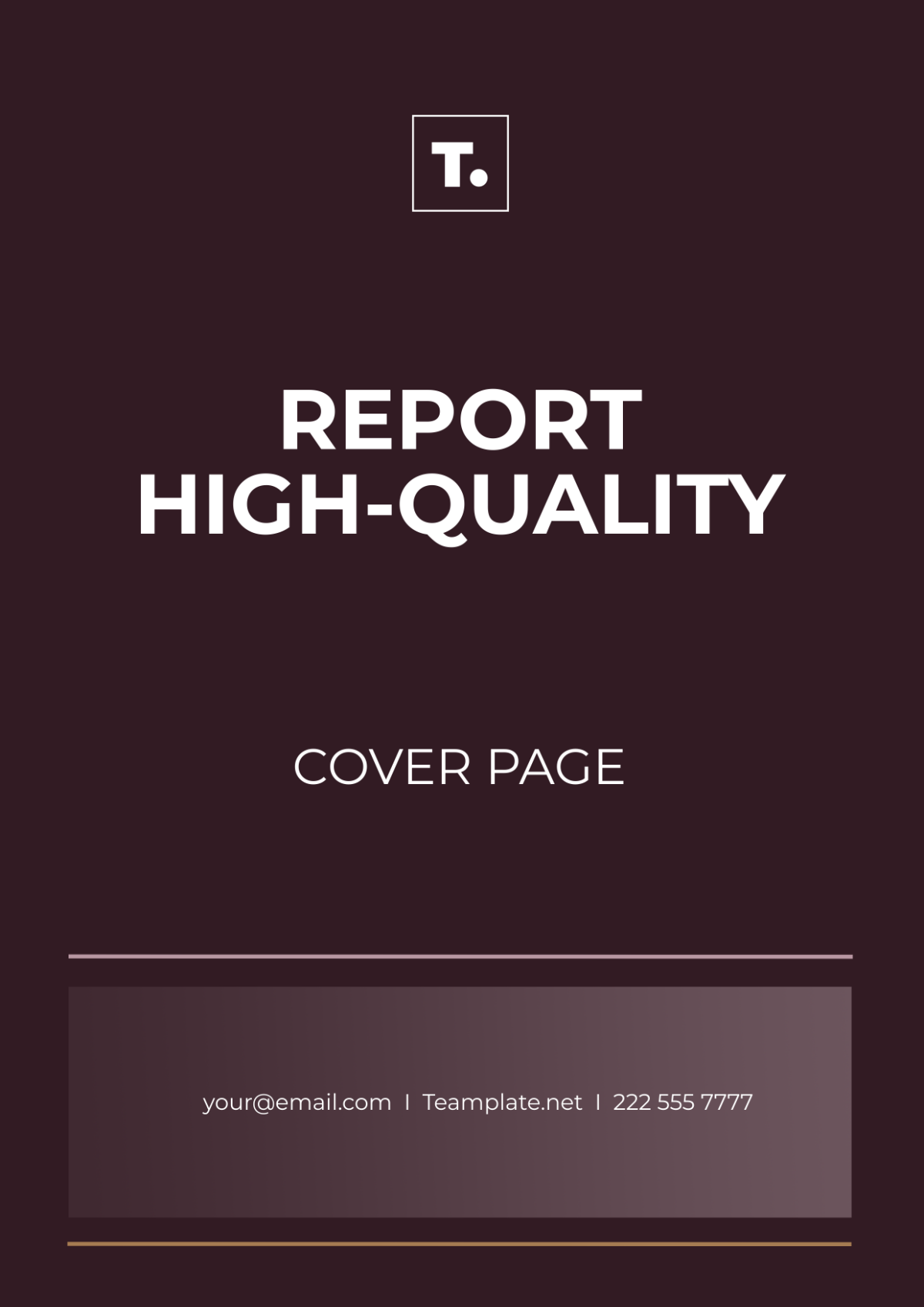 Report High-quality Cover Page Template