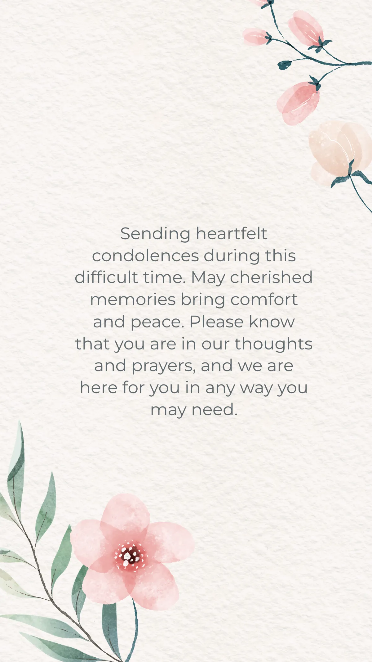 Free Condolence Sorry For Your Loss Card Template to Edit Online