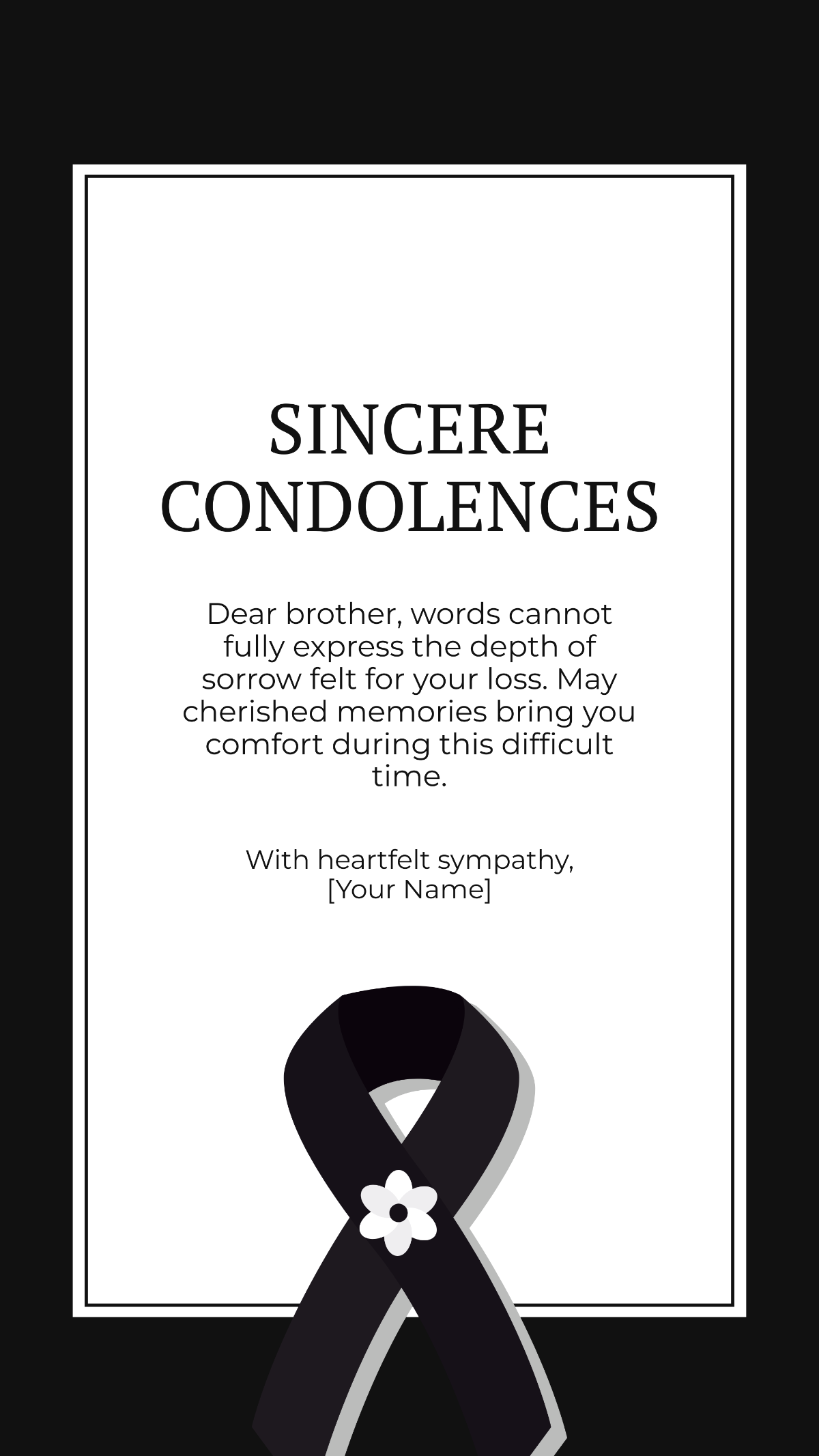 Free Condolence Card For Brother Template