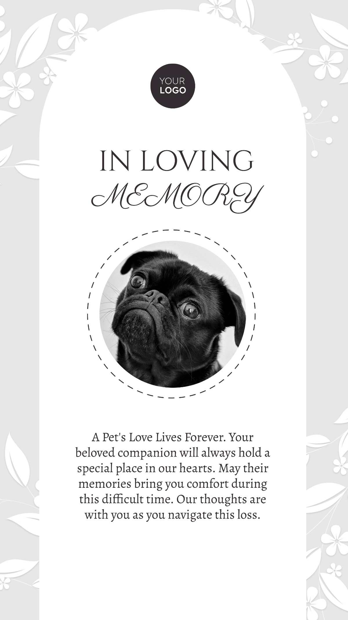 Veterinary Condolence Card Template