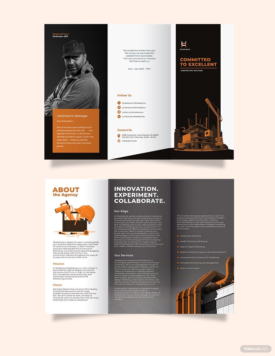 Construction Company Profile Tri-Fold-Brochure Template