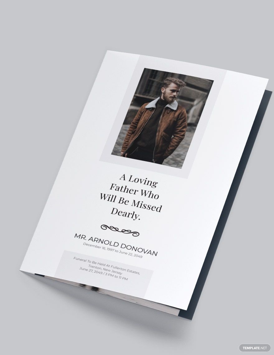 Editable Burial Funeral Bi-Fold Brochure Template
