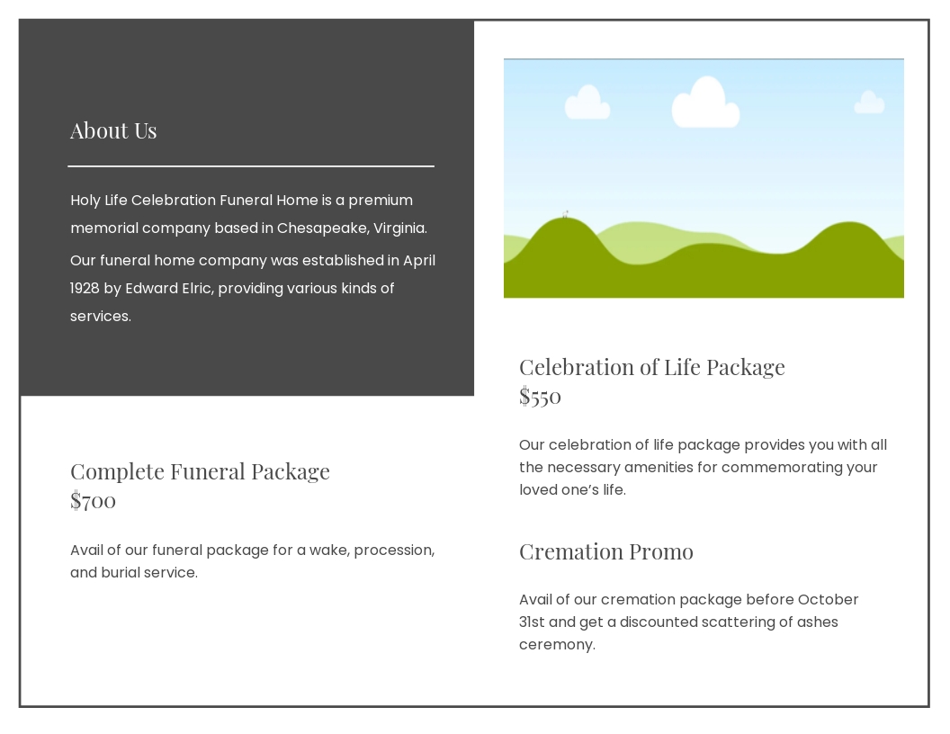 Editable Life Celebration Funeral Bi Fold Brochure Template 1.jpe