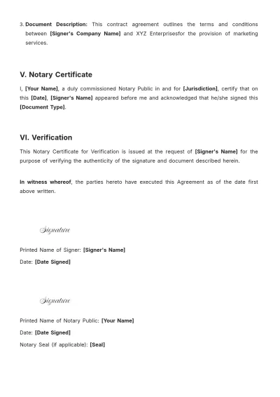 Free Notary Certificate For Verification Template to Edit Online