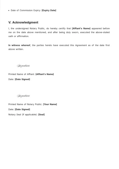 Free Notary Certificate For Oath Or Affirmation Template to Edit Online