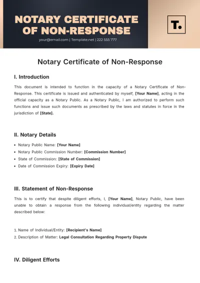Free Notary Certificate Of Non-Response Template to Edit Online
