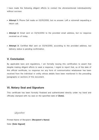 Free Notary Certificate Of Non-Response Template to Edit Online
