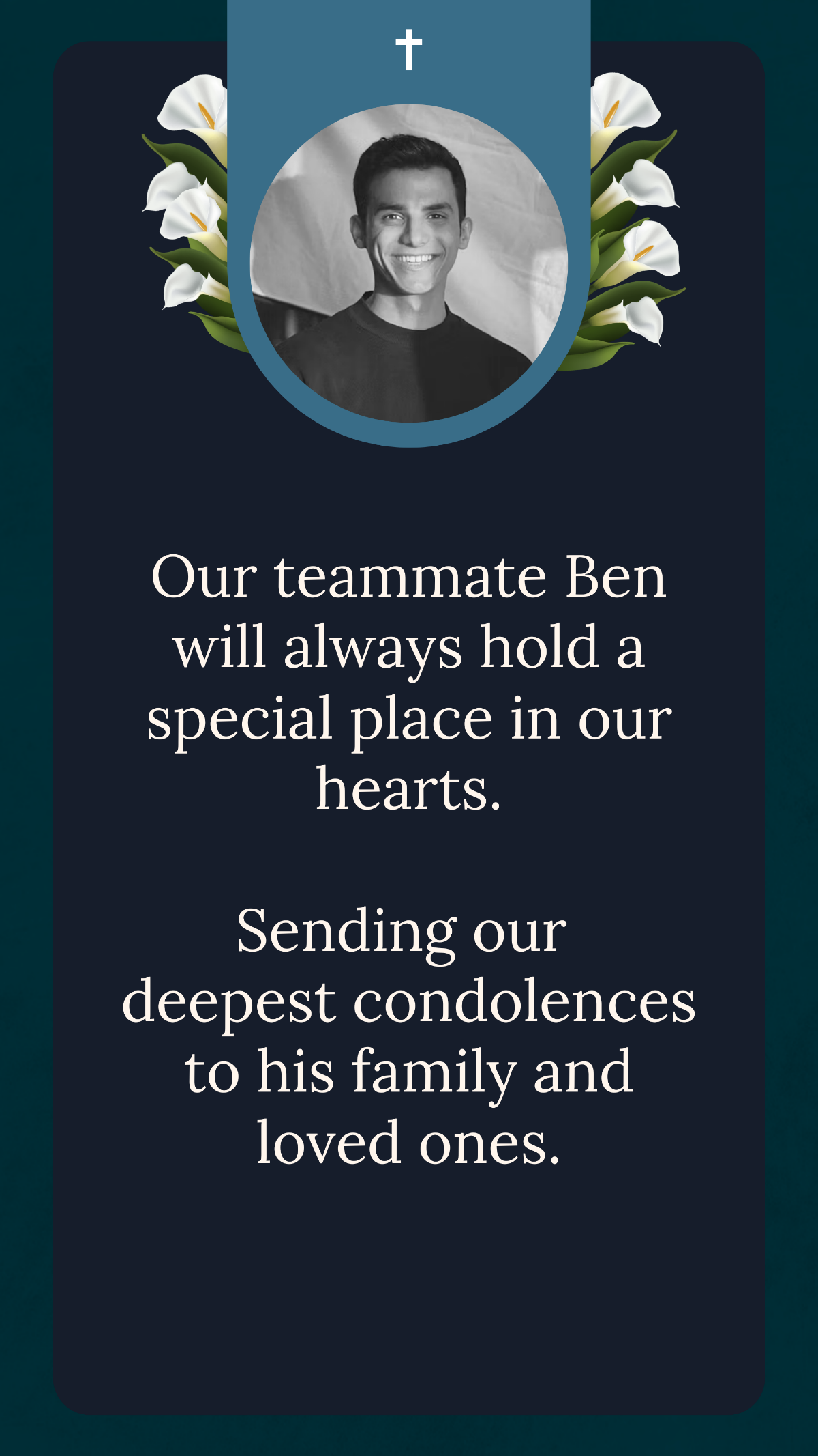 Team Condolence Message