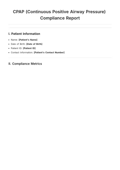 Free Cpap(Continuous Positive Airway Pressure) Compliance Report Template to Edit Online