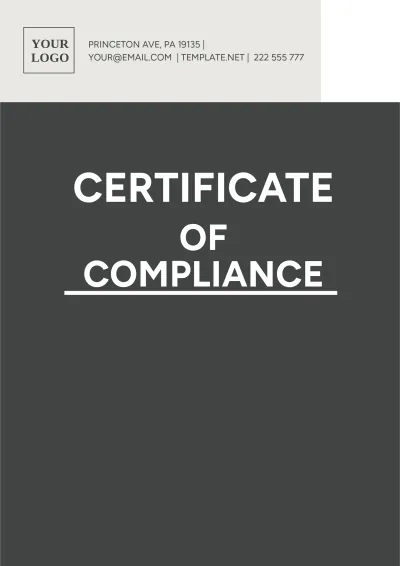 Free Certificate Of Compliance Template to Edit Online