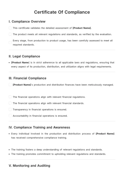Free Certificate Of Compliance Template to Edit Online