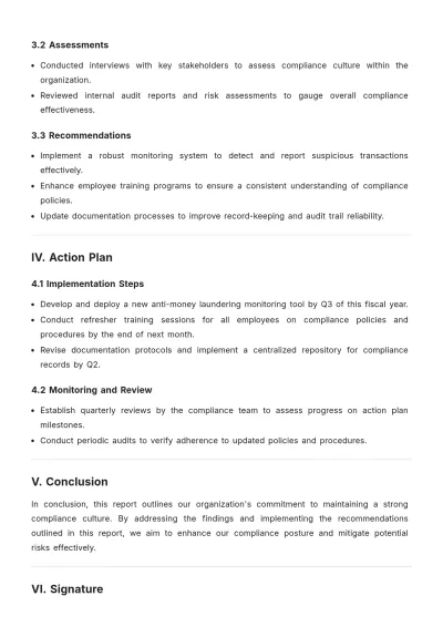 Free Legal Compliance Officer Report Template to Edit Online