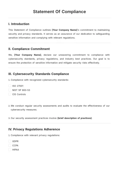 Free Statement Of Compliance Template to Edit Online