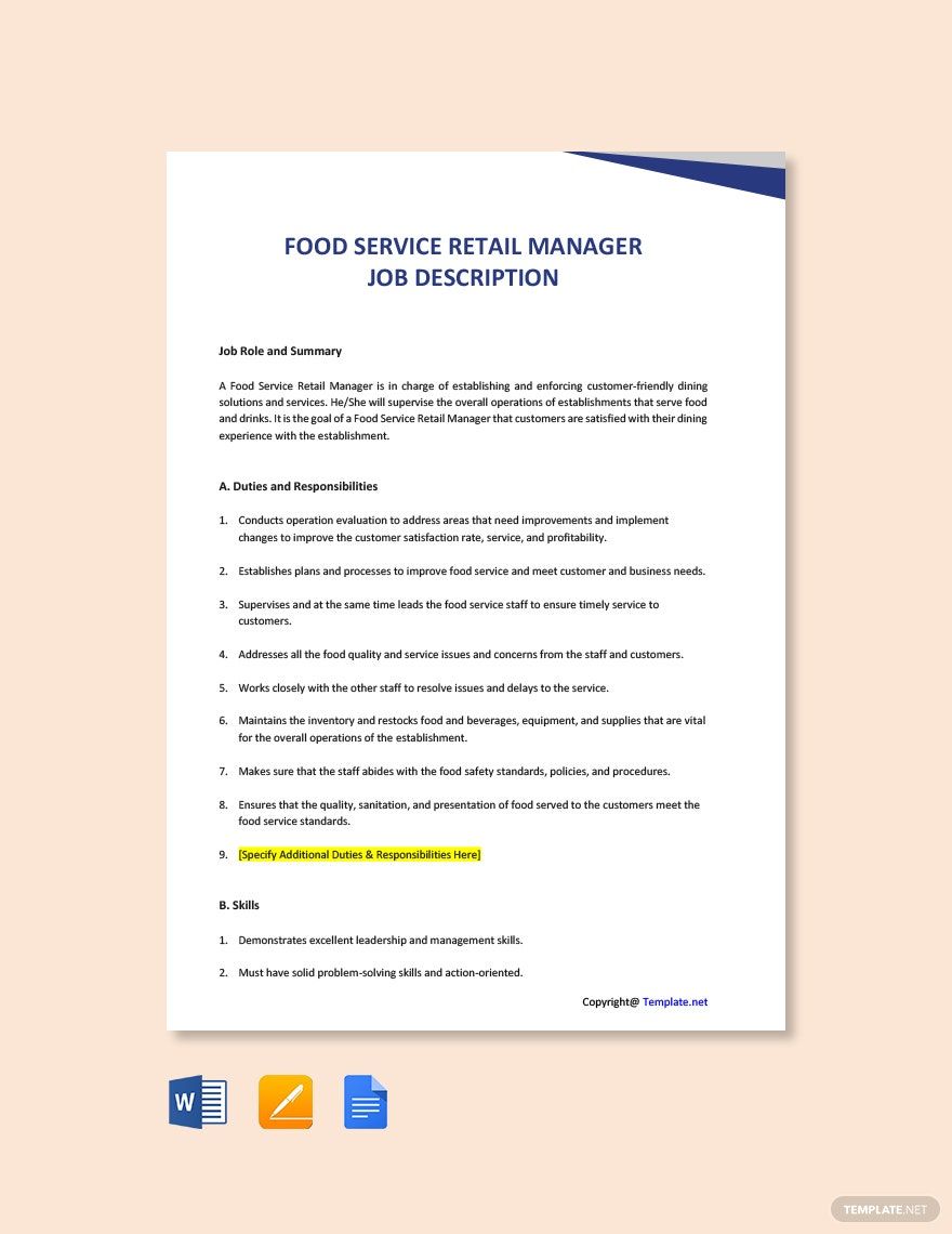 FREE Retail Manager Template Download In Word Google Docs PDF 