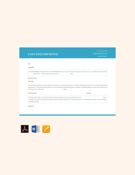 free 3 day eviction notice template 440x570