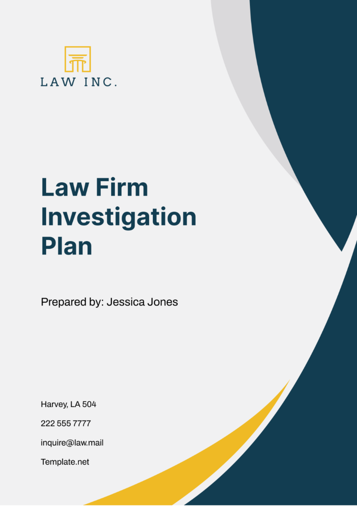 Law Firm Investigation Plan Template