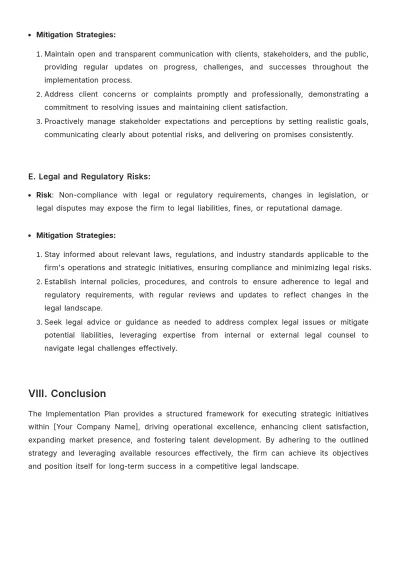 Free Law Firm Implementation Plan Template to Edit Online