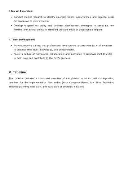 Free Law Firm Implementation Plan Template to Edit Online