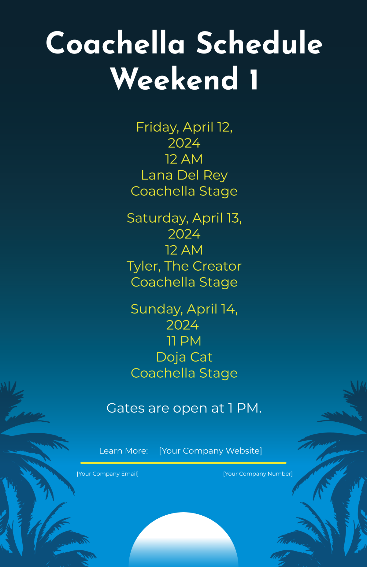 Coachella Schedule Template