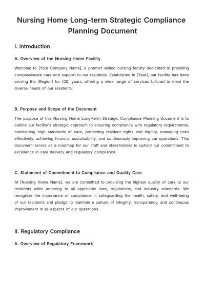 Free Nursing Home Long-term Strategic Compliance Planning Document Template to Edit Online