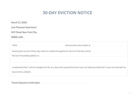 30 day eviction notice template download 23 notices in word pages