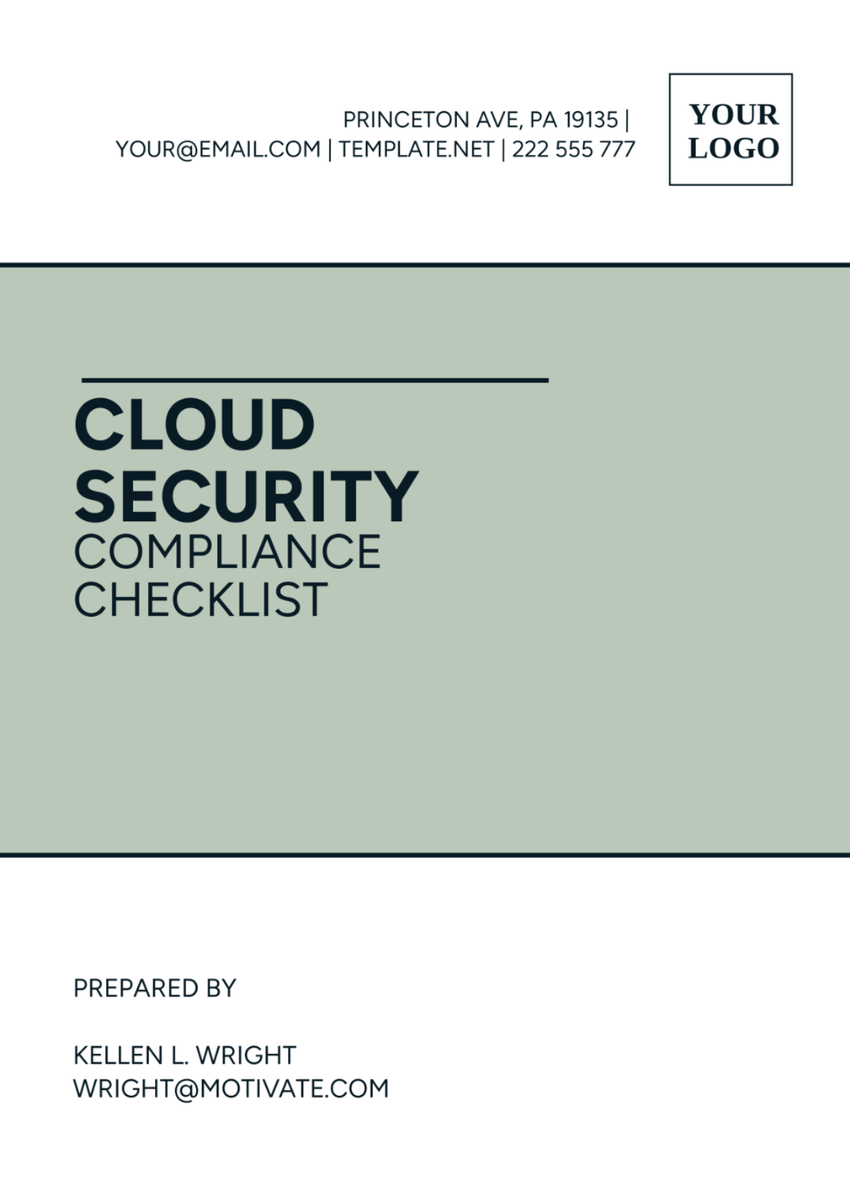Cloud Security Compliance Checklist Template